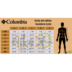 Columbia Guía de tallas ropa para hombre
